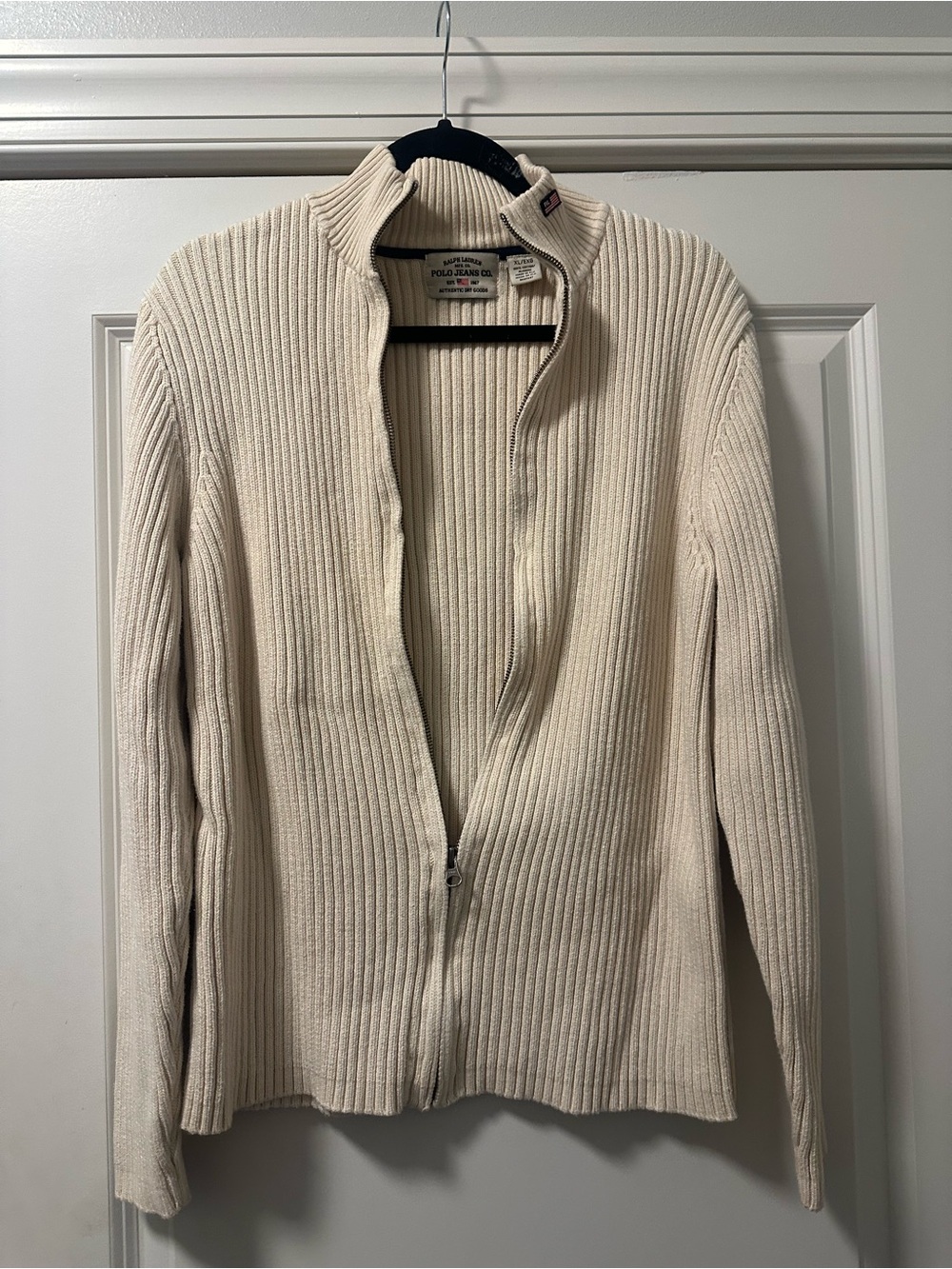 Ralph Lauren Cream Ribbed Zip Cardigan